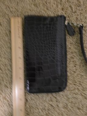 Purple Patent Croc-Embossed Wristlet Wallet